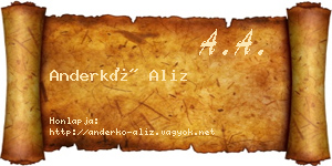 Anderkó Aliz névjegykártya
